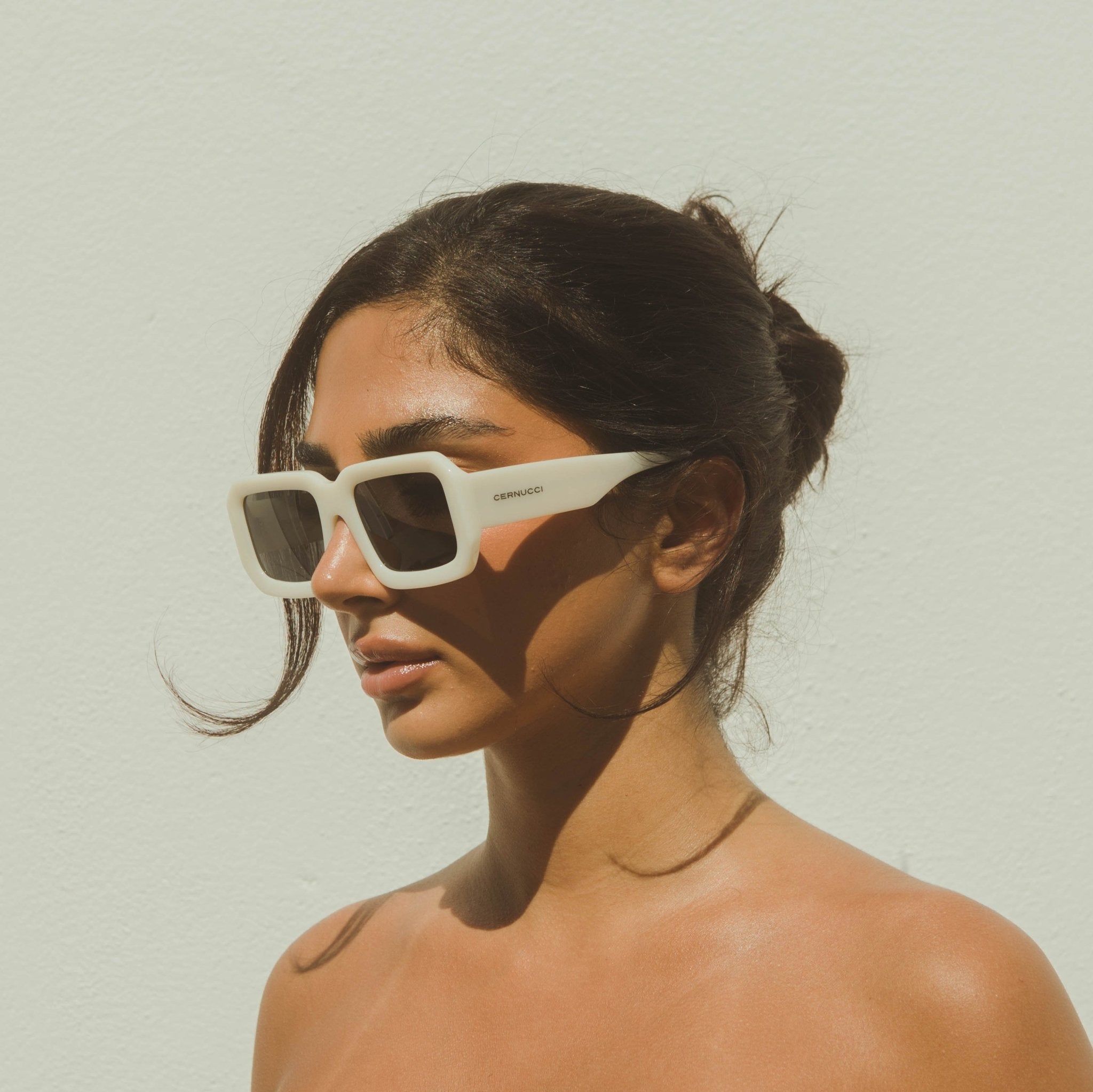 Square Sunglasses - Ecru - Cernucci