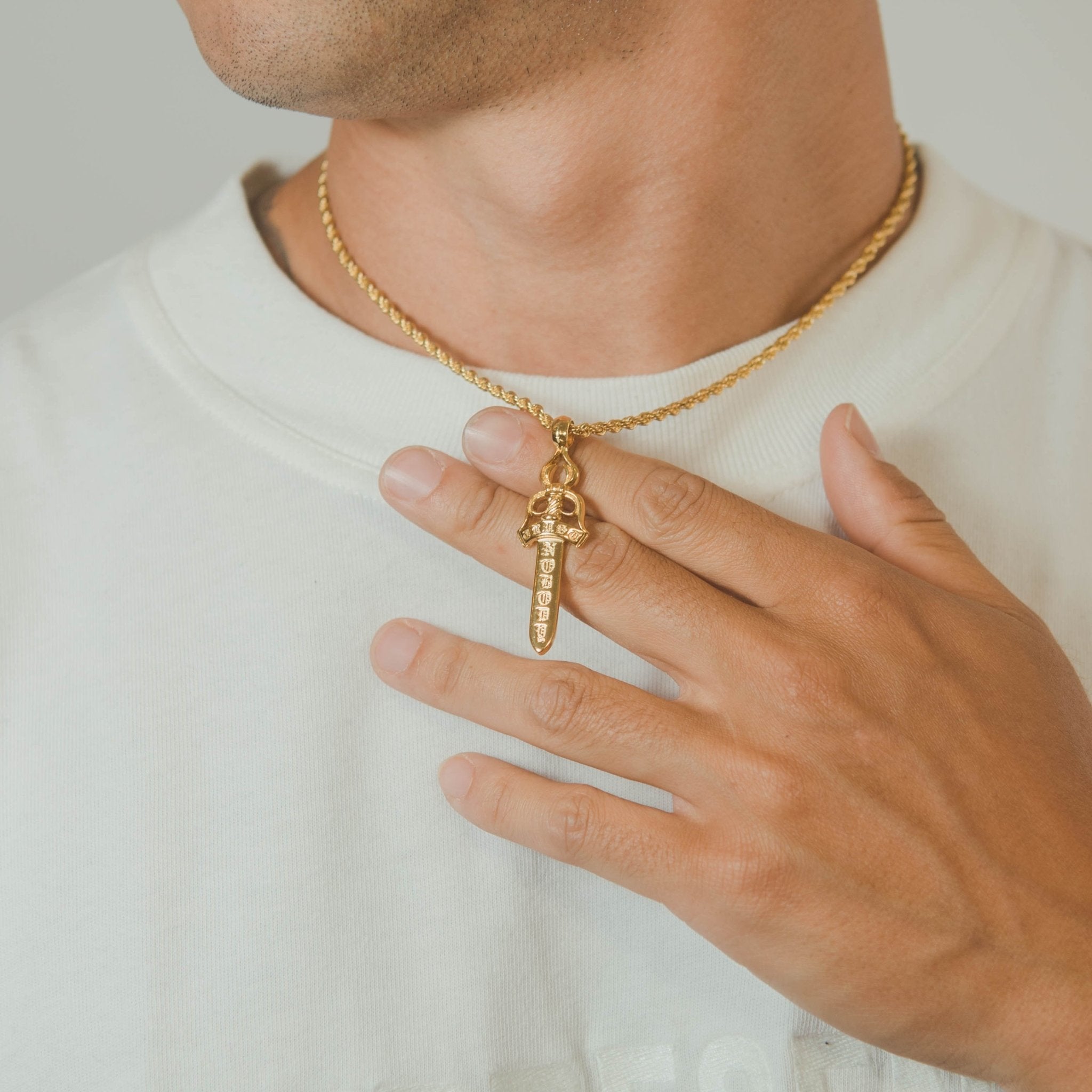 Trust Nobody Dagger Pendant - Gold - Cernucci