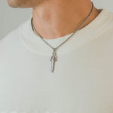 Trust Nobody Dagger Pendant - White Gold - Cernucci