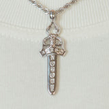 Trust Nobody Dagger Pendant - White Gold - Cernucci